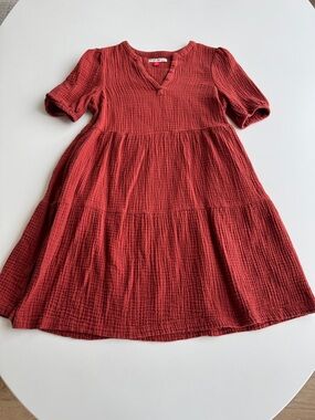 Marine Layer size XS Rust Tiered Cotton Gauze Dress